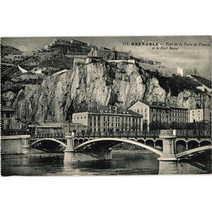 Grenoble Pont De La Porte De France Fort Rabot Vintage Postcard Black & White